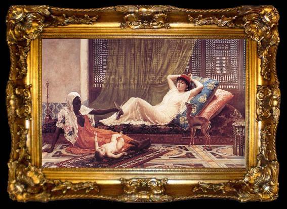 framed  Frederick Goodall A New Attraction in t he Harem, ta009-2